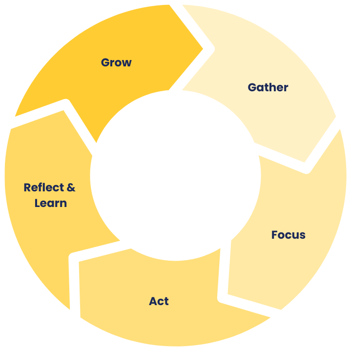 Solena Circle Lifecycle: Gather, Focus, Act, Reflect & Learn, Grow